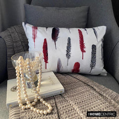 Feather Fluff Red - Red Satin Home Decor Lumbar Pillow Cover