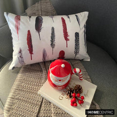 Feather Fluff Red - Red Satin Home Decor Lumbar Pillow Cover