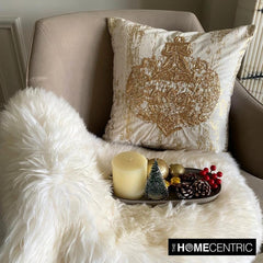 Gold Velvet Decorative Throw Pillow Cover - Shimmer Ornament