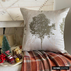 Frosted Fir - Green Jacquard Decorative Throw Pillow Cover