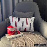 Feather Fluff Red - Red Satin Home Decor Lumbar Pillow Cover