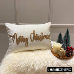Gold Velvet Decorative Lumbar Pillow Cover - Merry Christmas