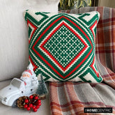 Moorish Noel - Red & Green Jacquard Decorative Throw Pillow Cover