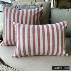 Stripe Plush Red - Red Cotton Decorative Throw Pillow Cover