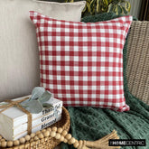 Checkmate Red - Red Cotton Decorative Throw Pillow Cover