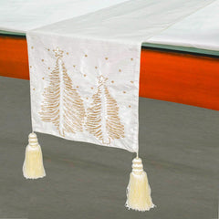 Gold Twilight Pine - Gold Silk Decorative Table Runner