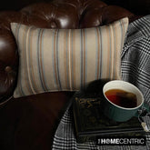 Linear Stripe Beige - Beige Velvet Striped Oblong Lumbar Pillow Cover