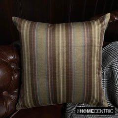 Stripe Flow Olive - Green Velvet Stripes Throw Pillow Cover