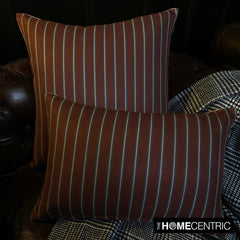 Linear Plush - Red Cotton Stripes Throw Pillow Cover