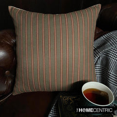 Linear Plush Green - Green Cotton Stripes Throw Pillow Cover