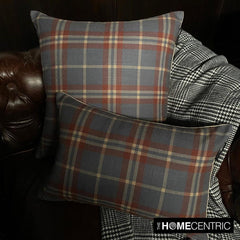 Plaidflow Blue - Blue Velvet Winter Plaid Lumbar Pillow Cover