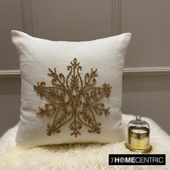 Gold Linen Handmade Throw Pillow Cover -Gilded Frost