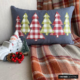 Gray Cotton Linen Decorative Lumbar Pillow Cover - Christmas Magic
