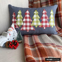 Gray Cotton Linen Decorative Lumbar Pillow Cover - Christmas Magic