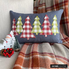 Gray Cotton Linen Decorative Lumbar Pillow Cover - Christmas Magic