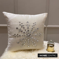 White Velvet Decorative Throw Pillow Cover - Crystal Flake