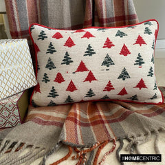 Green & Red Jacquard Decorative Lumbar Pillow Cover - Merry Pine