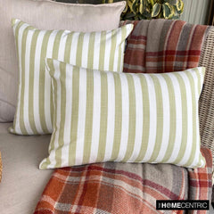 Lush Lines Verde - Green Cotton Decorative Lumbar Pillow Cover