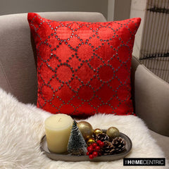 Red Velvet Crystal - Red Velvet Decorative Euro Sham