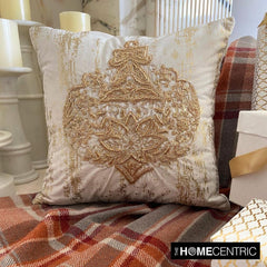 Gold Velvet Decorative Throw Pillow Cover - Shimmer Ornament