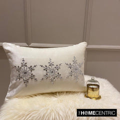White Velvet Decorative Lumbar Pillow Cover - Shimmer Frost