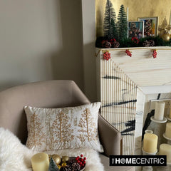 Gold Velvet Gold Decorative Lumbar Pillow Cover - Glitz Gold Tree