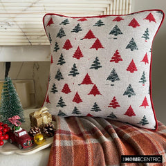 Red Jacquard Woven Decorative Throw Pillow Cover - Cheery Pine