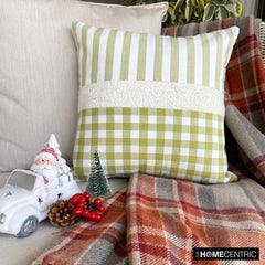 Green Cotton Handmade Throw Pillow Cover - Elf Mischief