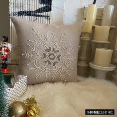 Beige Linen Decorative Throw Pillow Cover - Pearl Flake