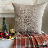 Beige Linen Decorative Throw Pillow Cover - Pearl Flake