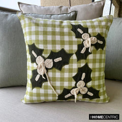 Green Cotton Decorative Throw Pillow Cover - Mistle Bliss