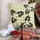 Green Cotton Decorative Throw Pillow Cover - Mistle Bliss
