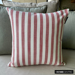 Stripe Plush Red - Red Cotton Decorative Throw Pillow Cover