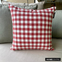 Checkmate Red - Red Cotton Decorative Throw Pillow Cover