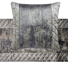 Charcoal Bliss - Velvet Gray Decorative Bed Runner and Pillow Cover