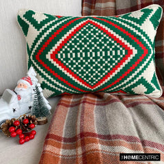 Casablanca Noel - Red & Green Jacquard Decorative Lumbar Pillow Cover