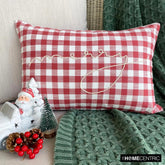 Red Cotton Christmas Checkered, Merry Lumbar Pillow Cover - Holiday Merry