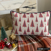 Red Jacquard Decorative Lumbar Pillow Cover - Jolly Tree