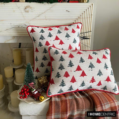 Green & Red Jacquard Decorative Lumbar Pillow Cover - Merry Pine
