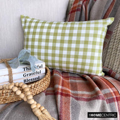 Grid Loom Verde - Green Cotton Decorative Lumbar Pillow Cover