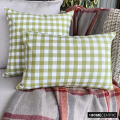 Grid Loom Verde - Green Cotton Decorative Lumbar Pillow Cover