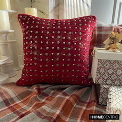 Wheeling Around Red - Red Velvet Throw Pillow Cover