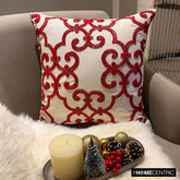 Red Encrusted - Red Cotton Linen Throw Pillow Cover