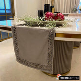 Faux Suede Silver, Grey Decorative Table Runners - Crystals