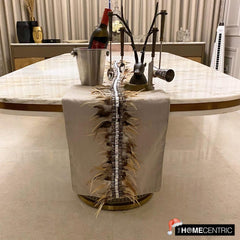 Feather Dream - Beige Linen Decorative Table Runners