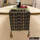Velvet Black, Brown Decorative Table Runners - Peacock Art Deco