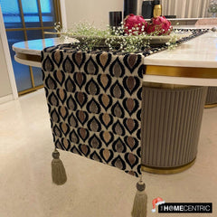 Velvet Black, Brown Decorative Table Runners - Peacock Art Deco