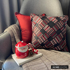 More Than Stripes - Red Art Silk Throw Pillow Cover