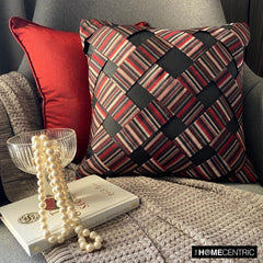 More Than Stripes - Red Art Silk Throw Pillow Cover