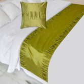 Chartreuse Folds Decorative Bed Runner and Pillow Cover